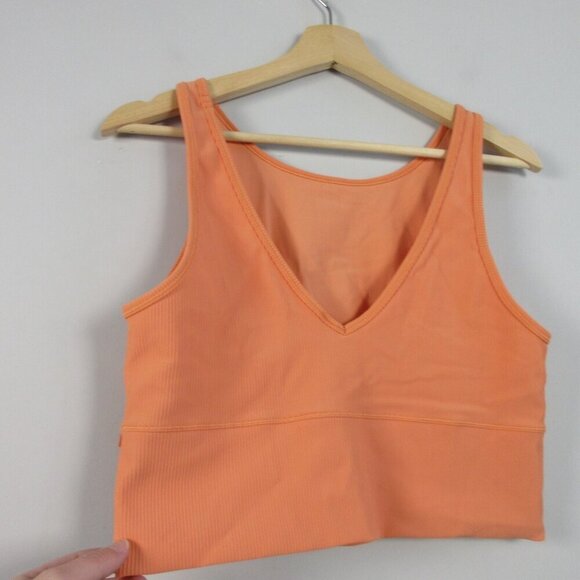Lululemon Power Pivot Tank *Rib In Golden Apricot L M Crop Top Activewear 92 - Picture 4 of 8